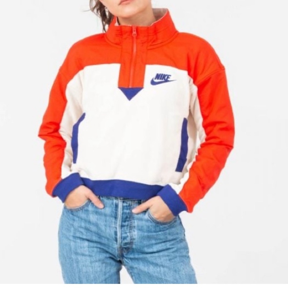 Nike Orange and Cream Half-Zip Jacket